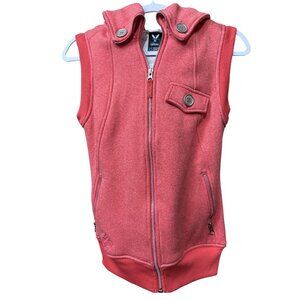Burton Womens Coral Sleeveless Hoodie Vest XS with Button Accents & Zipper Closu